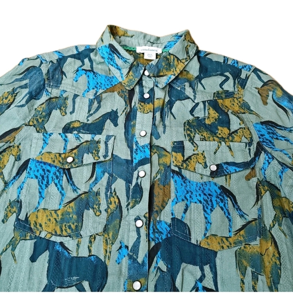 Sundance Equestrian Joy Pearl Snap Shirt Sz PXS Horse Rodeo Cowgirl Rockabilly